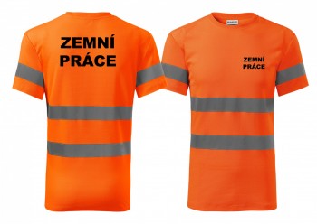 Reflexní tričko oranžová Zemní práce XL pánské
