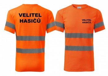 Reflexní tričko oranžová Velitel hasičů