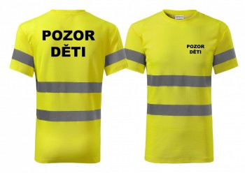 Reflexní tričko žlutá Pozor děti S pánské