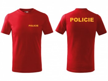 Tričko POLICIE dětské červené se žlutým potiskem 110 cm/4 roky