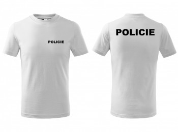 Tričko POLICIE dětské bílé s černým potiskem 110 cm/4 roky