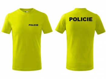 Tričko POLICIE dětské limetkové s černým potiskem 122 cm/6 let