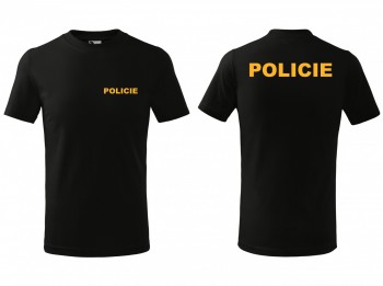 Tričko POLICIE dětské černé se žlutým potiskem 110 cm/4 roky