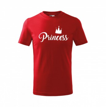 Tričko Princess dětské červené s bílým potiskem 134 cm/8 let