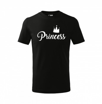 Tričko Princess dětské černé s bílým potiskem 110 cm/4 roky