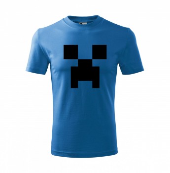 Tričko Minecraft dětské azurová s černým potiskem
