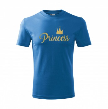 Tričko Princess dětské azurová se zlatým potiskem