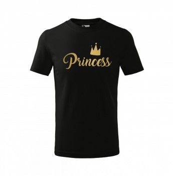 Tričko Princess dětské černé se zlatým potiskem 158 cm/12 let