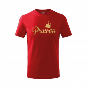 Tričko Princess dětské červené se zlatým potiskem 110 cm/4 roky