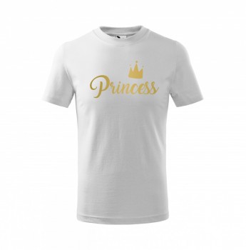 Tričko Princess dětské bílá se zlatým potiskem 122 cm/6 let