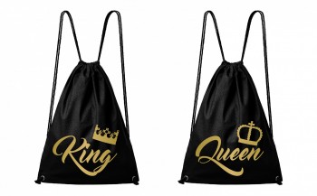 Vaky pro páry King &amp; Queen černý/zlatý potisk