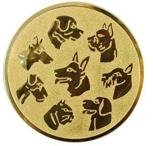 Emblém psi zlato 25 mm
