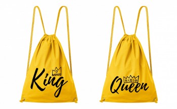 Vaky pro páry King &amp; Queen 02 žlutý/černý potisk
