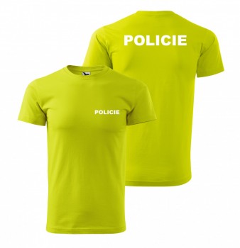 Tričko POLICIE limetkové s bílým potiskem L pánské