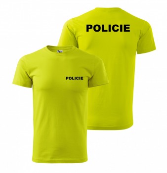 Tričko POLICIE limetkové s černým potiskem L pánské