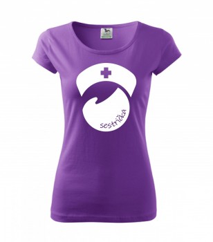 Poháry.com ™ Tričko pro zdravotní sestřičku D8 fialové L dámské