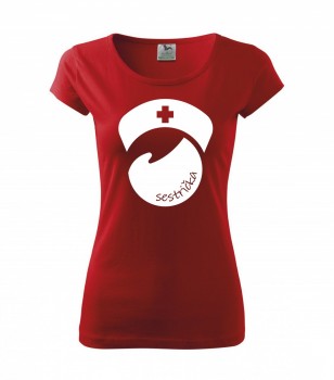 Poháry.com ™ Tričko pro zdravotní sestřičku D8 červené XS dámské