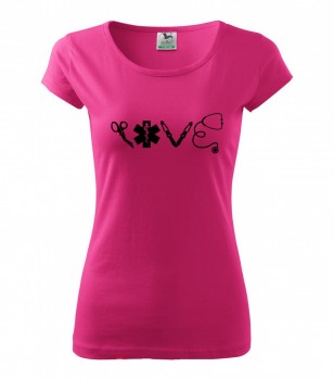 Poháry.com ™ Tričko pro zdravotní sestřičku D16 růžové/č XL dámské