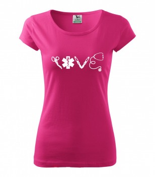 Poháry.com ™ Tričko pro zdravotní sestřičku D16 růžové/bí XS dámské