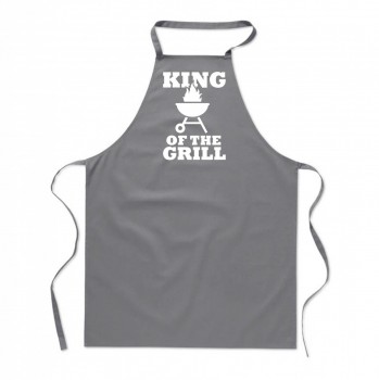 Poháry.com ™ Zástěra s potiskem King of the grill šedá - Z21