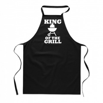 Poháry.com ™ Zástěra s potiskem King of the grill černá - Z21
