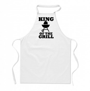 Poháry.com ™ Zástěra s potiskem King of the grill bílá - Z21