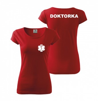 Tričko DOKTORKA červené/bílý potisk XL dámské