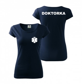 Tričko DOKTORKA nám. modrá/bílý potisk XL dámské