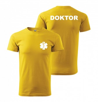 Tričko DOKTOR žluté/bílý potisk XL pánské