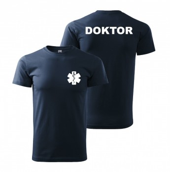 Tričko DOKTOR nám. modrá/bílý potisk XL pánské