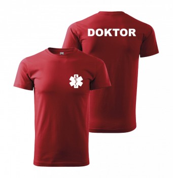 Tričko DOKTOR červené/bílý potisk XL pánské