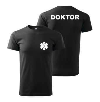 Tričko DOKTOR černé/bílý potisk XL pánské