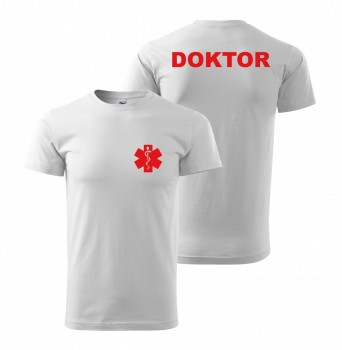 Tričko DOKTOR bílé/červený potisk XL pánské