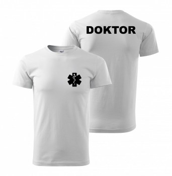 Tričko DOKTOR bílé/černý potisk XL pánské