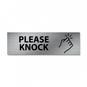 Značení na dveře - Please knock stříbro