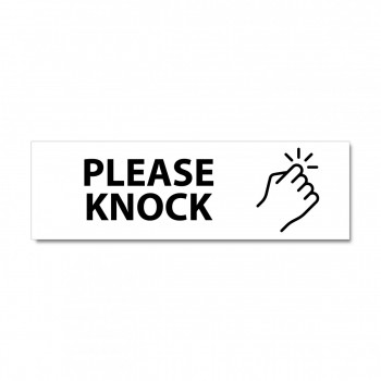 Značení na dveře - Please knock bílý hliník