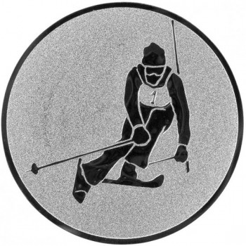 Emblém lyžování sjezd - slalom stříbro 25 mm