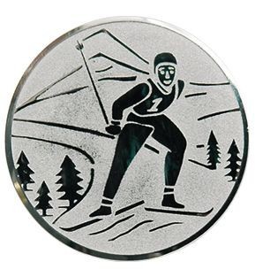 Emblém lyžování běžky stříbro 50 mm