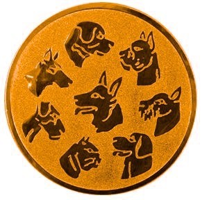 Emblém psi bronz 25 mm