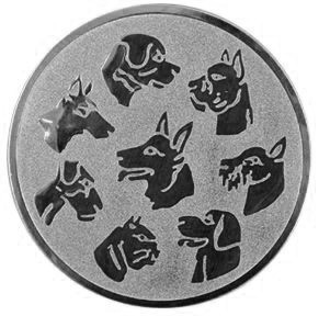 Emblém psi stříbro 50 mm