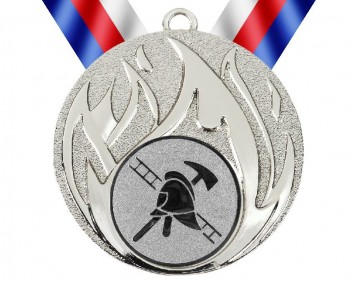 Medaile MD49 hasič stříbro s trikolórou