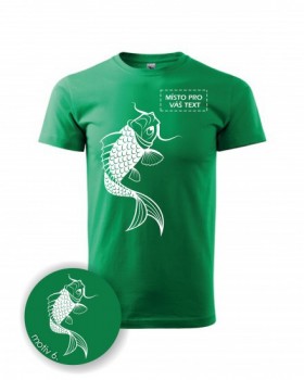 Tričko s motivem ryby 006 zelené XS pánské
