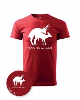 Tričko s jelenem 127 červené XL dámské