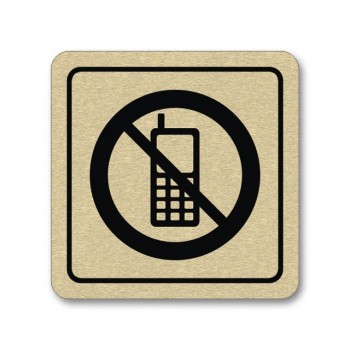 Piktogram zákaz používání mobilů zlato