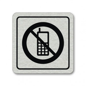 Piktogram zákaz používání mobilů stříbro