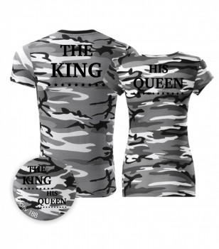 Trička pro páry King and Queen 188 Camouflage Gray