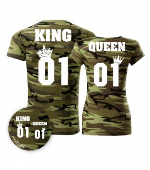 Trička pro páry King and Queen 065 Camouflage Green