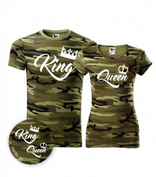 Trička pro páry King and Queen 061 Camouflage Brown