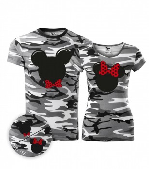 Trička pro páry Mickey Mouse 156 Camouflage Gray