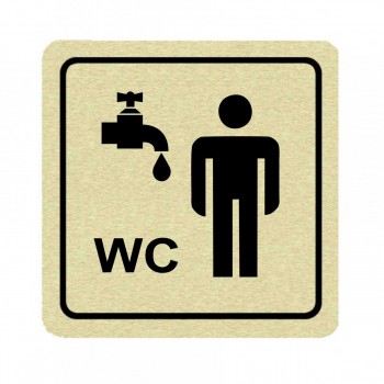 Piktogram WC muži s umývárnou zlato